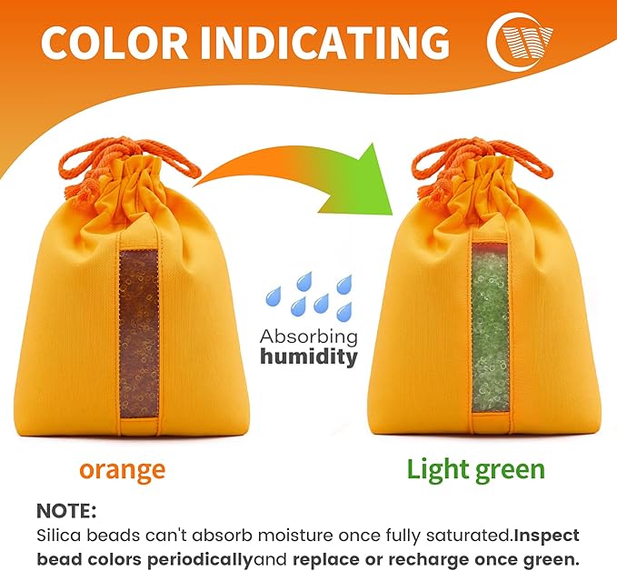 1000g Reachargeable Silica Gel Beads with 1 Cloth Bag, Indicating Moisture Absorber Desiccant Packs for Storage