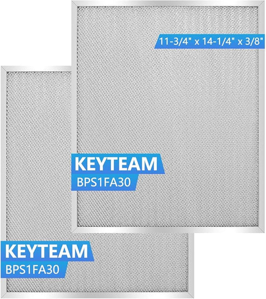 2 Pack-BPS1FA30 Range Hood Filter-11-3/4" x 14-1/4" x 3/8" -Aluminum Mesh Filter-Exact Fit Bro.an QS1 30" Nu.tone WS1 QS2 Range Hood Replaces 99010299 BPS2FA30 99010305 S99010305 AP3378953 by Keyteam