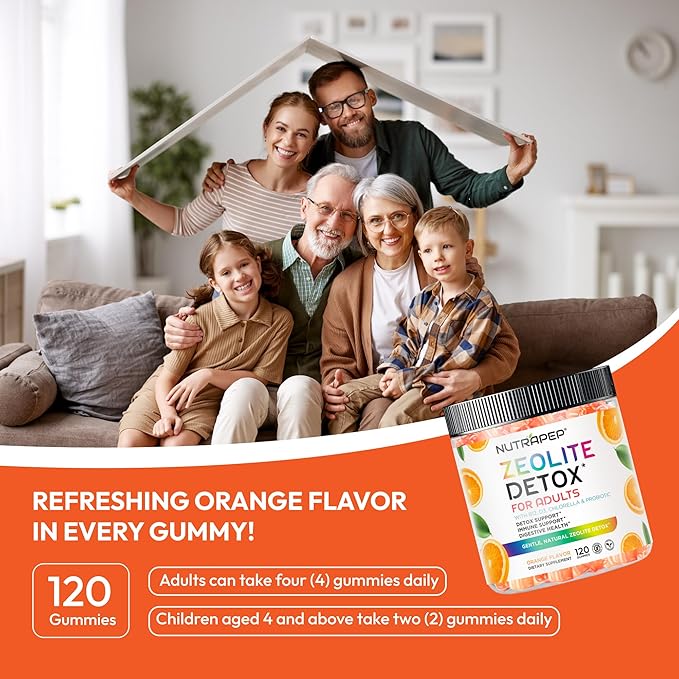 Zeolite Detox Gummies for Adults - Clinoptilolite Zeolite with Chlorella Vitamins D3 B12 C - Advanced Chewable Supplement for Immune Health Body Cleanse & Toxin Support - Sugar Free Vegan
