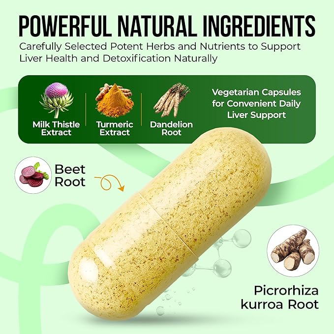 Nature's Nectar Liver Cleanse Detox & Repair – Active Liver Support Supplement with Milk Thistle Liver Detox – Helps Repair & Protect Liver, Aids Fatty Liver & Gallbladder Health – 60 Capsules