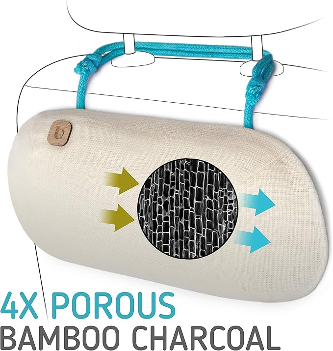 Car Air Freshener - Auto Odor Eliminator - 100% Activated Bamboo Charcoal Air Purifier, Ionizer - Absorb and Remove Smoke Smell - Fragrance-Free Deodorizer - Lasts 365+ Days [Classic Beige]