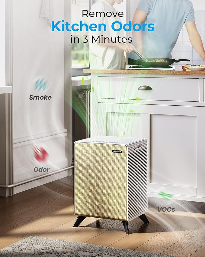 Air Purifiers for Home Large Room Up to 2250 ft² - Remove 99% of Smoke Allergies Pet Dander Odor - Dual 3-Stage Filter of Washable Filter and with AQI, Auto Mode, Sleep Mode