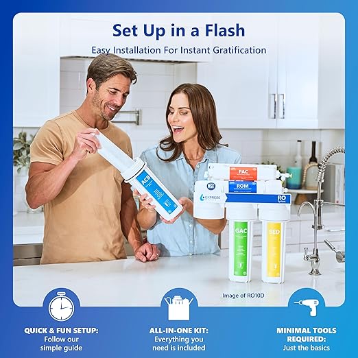 Express Water Reverse Osmosis Water Filter System, Multi-Stage Filtration, BPA Free