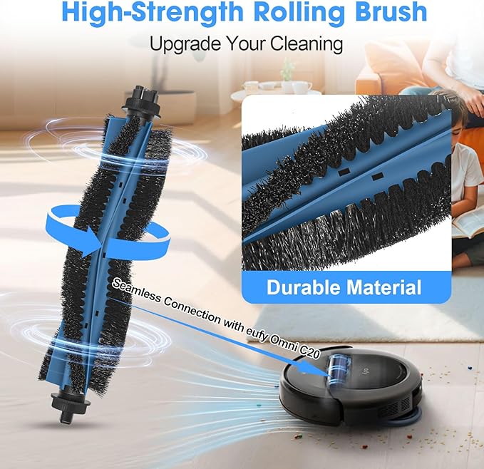 25PCS Replacement Parts for eufy Omni C20 Vacuum Cleaner Includes Main Brush, Mop Pads, HEPA Filters, Dust Bags, Side Brushes High-Performance Compatible with eufy Robot Vacuum Cleaner