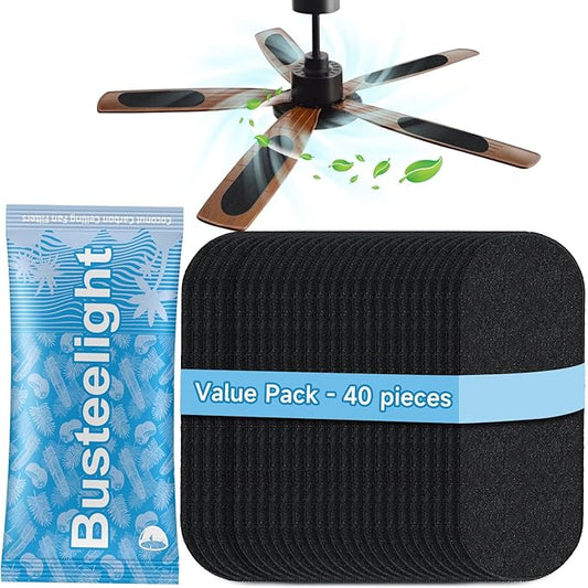 40 Pcs Ceiling Fan Filters for Blades – Fan Air Purifier Pads with Coconut Carbon – Easy-to-Stick Ceiling Fan Filters for Blades – Dust & Odor Removal Fan Blade Air Purifier Pads