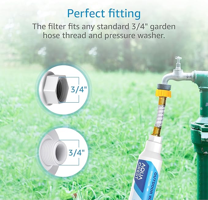 AQUA CREST Inline Water Filter, Dedicated for Car Washing, Yard Cleaning, Reduce Hard Water Spots, Soften Water, Upgraded Formula with 1 Flexible Hose Protector