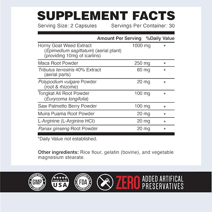 ONL Testosterone Supplement for Men - Major Load Testosterone Booster with Horny Goat Weed & Maca Root - Tongkat Ali Energy Pills for Stamina & Strength - Test Booster 60 Capsules (2pk)