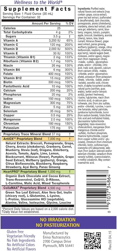 Eniva Vibe Fusion Daily Liquid Multivitamin and Mineral Supplement Elderberry Zinc VIT C VIT D | Nutrition for Energy | Chocolate Cherry 2 Bottle Pack (64 oz)