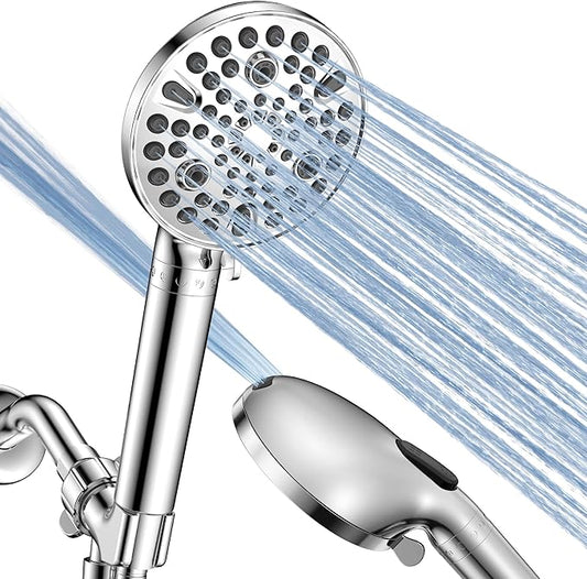 Handheld Shower Head with Filter - High Pressure Shower Head with 10 Spray Modes, Hard Water Softener Shower Head with Hose and Bracket