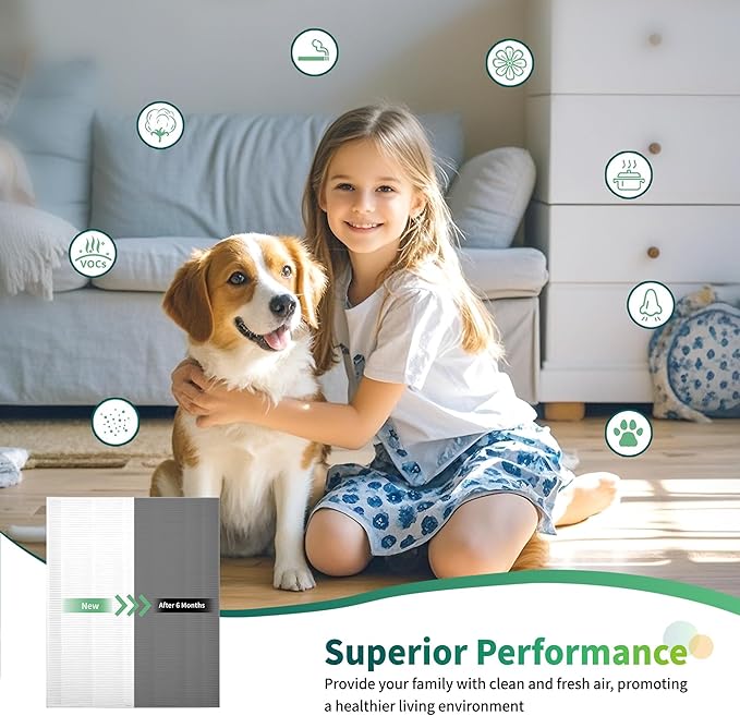 C545 Air Purifier Filter Replacement, Compatible with Winix C545 Air Purifier, Replaces Parts 1712-0096-00 and 2522-0058-00, 2 Pack H13 True Filter + 8 Activated Carbon Filters