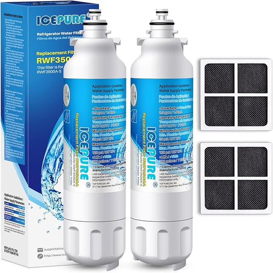 ICEPURE 46-9490 Replacement for LG LT800P, ADQ73613401, ADQ73613402, ADQ73613408, ADQ75795104, Kenmore 9490 Refrigerator Water Filter and LT120F Fresh Air Filter, 2Combo