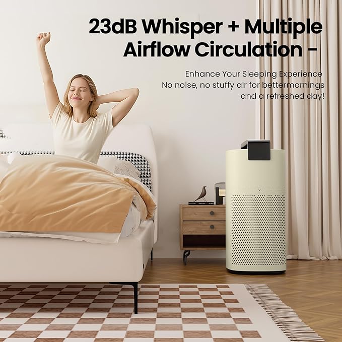 Air Purifiers for Home Large Room Up to 2800Ft² with PM 2.5 Air Laser Sensor, Hepa 3-in-1 air Filter Filters Airborne Particles, air purifiers With Smart WiFi and Sleep Mode(Ivory,1 Pack)+1Pcs