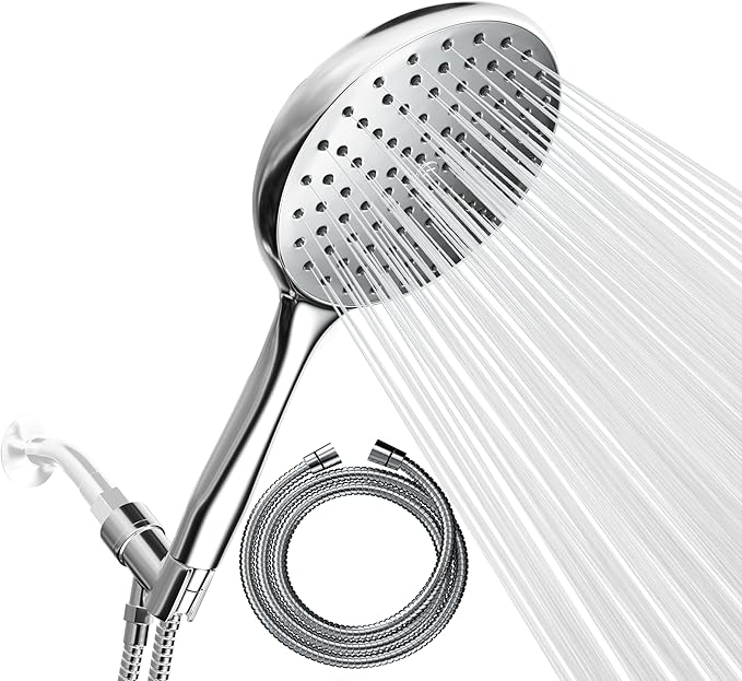 SparkPod High Pressure Handheld Shower Head with Hose- Huge 6-Inch Face- Rain Shower with Extra Long 6 ft. Hose and Premium Adjustable Bracket- Luxury Design -Tool-less 1-Min Installation (Chrome)