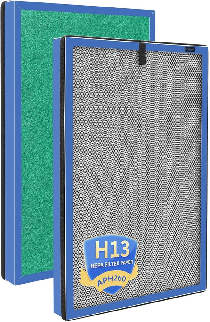 APH260 Replacement Filter Compatible with Pure Morning APH260 APH320 Air Purifiers,3-In-1 HEPA Activated Carbon(2-Pack)