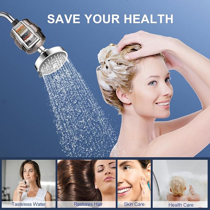 Shower Water Filter, 15 Stage Shower Head Filter for Hard Water, High Output Water Filters for Removing Chlorine and Fluoride, Improves the Condition of Your Skin, Hair and Nails - ORB