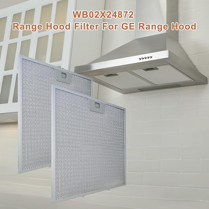 2PCS WB02X24872 Range Hood Grease Filter Compatible with GE Range Hood JVW5301FJ1DS JVW5301SJ1SS JVW5301BJ1TS JVW5301EJ1ES JVW5301EJ2ES, 11.92 x 11.81 x 0.39"
