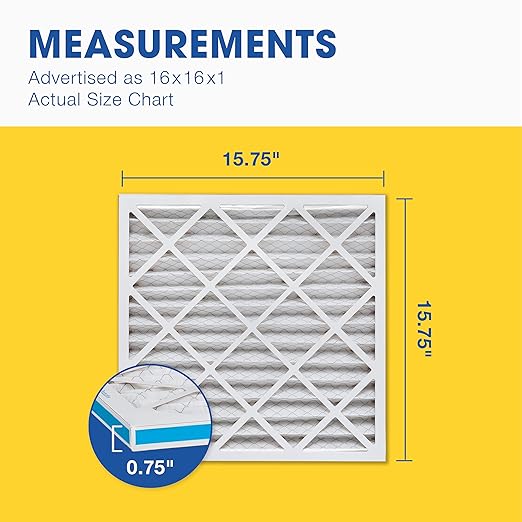 Aerostar 16x16x1 MERV 13 - 6 Count - Pleated HVAC, Furnace & Air Conditioner Filters - Removes Bacteria, Dust, Cold & Flu Germs, Lint, Mold, Pet Dander, Allergy-Causing Pollen, Smog, Smoke & Viruses