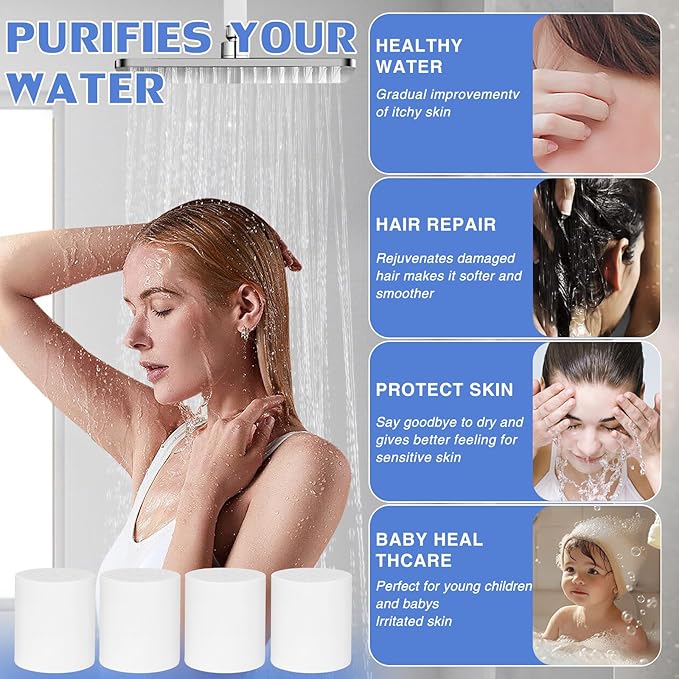 8 Pack 20 Stage Shower Filter Replacement Cartridge, Universal Compatible Shower Head Filter for Hard Water, Microporous Pressurization Design Saving Water High output, 10000 Gallon 3 Month