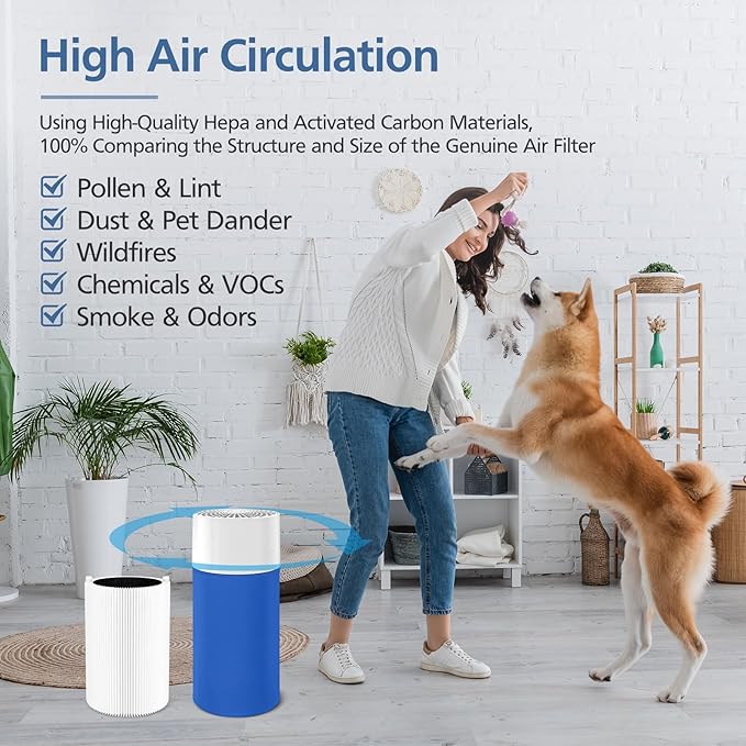 Blue Pure 411 Replacement Filters Compatible with Blueair Blue Pure 411 Genuine, 411+, 411 Auto and MINI Air Purifier, Include 2 Particle and 2 Activated Carbon