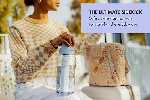 LifeStraw Go Series – BPA-Free Water Filter Bottle for Travel and Everyday Use Removes Bacteria, Parasites and Microplastics, Improves Taste, 1L Aegean Sea
