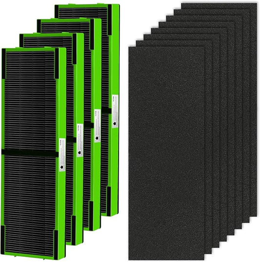 APPLIANCEMATES FLT4825 Filter B Toxin Clear HEPA Replacement for Germ Guardian AC4825 AC4300 AC4800 AC4900 AC4850, 4 True HEPA Filters & 8 Activated Carbon Pre-Filters,FLT4825VO,Green