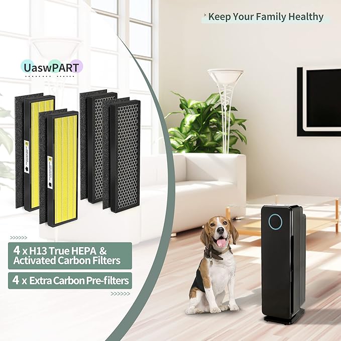 [PET FRIENDLY] AC4825 HEPA Filter B Replacement Compatible with Ger-mGuardian Filter Replace AC4820 AC4825 AC4300 CDAP4500 AC4850 AC4900 and More, 4x H13 HEPA w/ Activate Carbon+4x Extra Pre-Filters