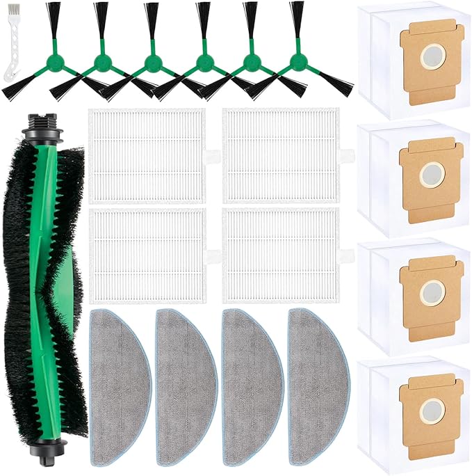 Replacement Parts Accessories for iRobot Roomba 104 105 Q052 Vac, 105 Combo, Q0520 Robot Vacuum Cleaner, 1 Main Brushes, 4 Filters, 4 Dust Bags, 6 Side Brushes, 4 Mop Pads