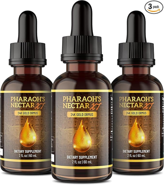 Ultra-Pure, 99.9% Liquid Gold - 24K Monoatomic Gold Ormus - Third Eye Awakening, Pineal Gland Decalcification, Awaken DNA, Unlock Light Speed Manifestation - Pharaoh's Nectar XT, 3 Pack