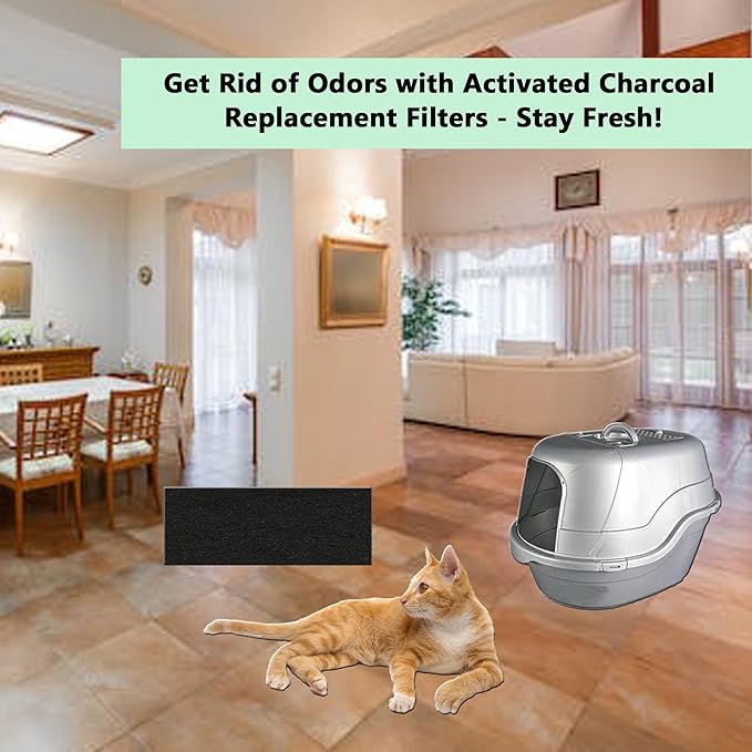 12 Pack Activated Charcoal Filters for Nature's Miracle Cat Litter Box Replacment Charcoal Filter Mat