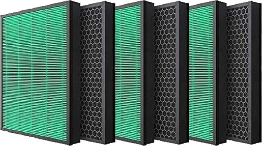 6 Packs Nispira True HEPA Carbon Filter Replacement Compatible with Coway Airmega Max2 400S 400 Air Purifier. 10.88" x 1.75" x 14.25".