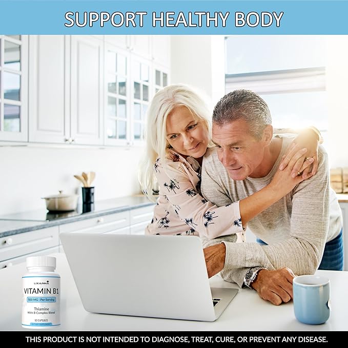 Vitamin B1 Supplement | B1 Supplement | Vitamins 500mg | Vitamins Capsules for Men and Women - 120 Capsules
