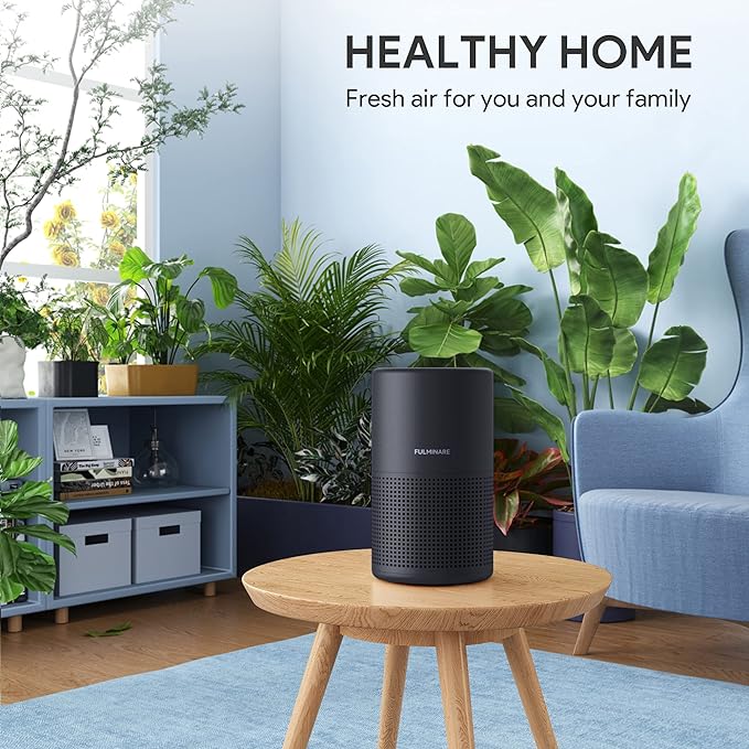 FULMINARE Air Purifiers for Bedroom H13 True HEPA Air Filter Quiet Air Cleaner With Night Light Portable Small Air Purifier for Home, Office, Living Room (Black 2 Pack)