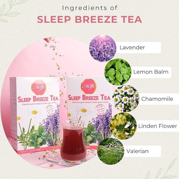 Merja Herbs Sleep Breeze Tea [250g] Caffeine Free for Sleep & Memory Boost | Loose Mediterranean Supports Stress Relief Tea | Herbal Teas & Beverages