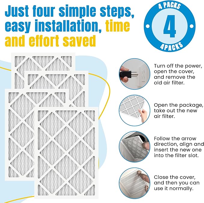 14x20x1 Air Filter,MERV 8,Furnace Air Filter for HVAC,Dust Defense-4packs by MIFLUS