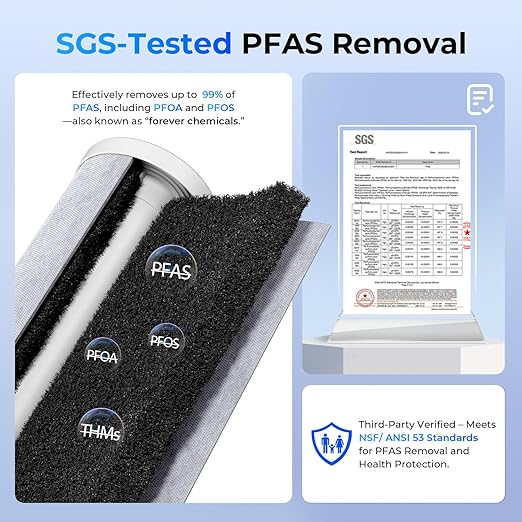 iSpring PFAS Whole House Water Filter System,SGS-Tested to Remove up to 99% PFAS,2-Stage Filtration Reduces Sediment, Chlorine, Chemical, Taste & Odor, 10-Inch Filters,1" Inlet/Outlet Model: WGB21B-PF