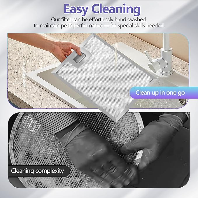 2 Pack-S97018029 Range Hood Filter Replacement, Upgraded Stainless steel frame and Locking clips,5-Layer Aluminum Mesh Hood Vent Grease Filter for Broan B5 Series, Alternative 1932913, 9"x10.25"x0.35"