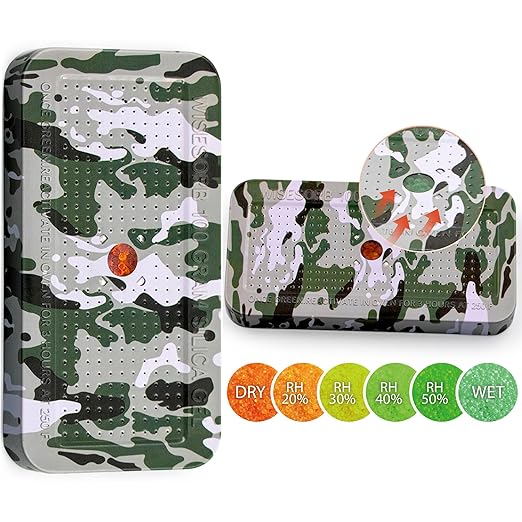 100 Gram Camouflage Gun Safe Dehumidifier Silica Gel Canister Rechargeable Dehumidifier Desiccant Reusable Indicating Desiccant Moisture Absorber with Visible Window [30PACK]