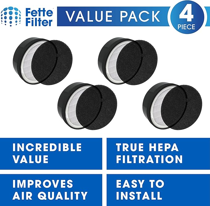 Fette Filter - Premium H13 True HEPA Replacement Filter compatible with Levoit Air Purifier LV-H132 Also Compatiable with other select Air Purifiers see listing for details Pack of 4
