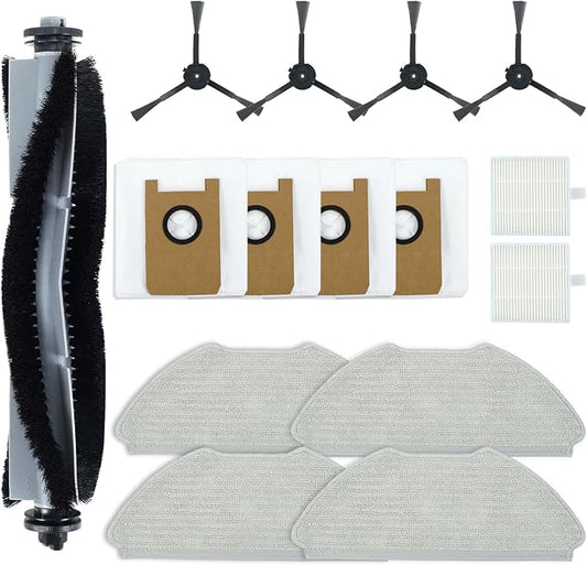 T20 Accessories Replacement Compatible with Airrobo T20+ Robot Vacuum Cleaner, 1 Main Brush, 2 HEPA Filters, 4 Dust Bags, 4 Mop Pads, 4 Side Brushes, T20+ Replacement Parts