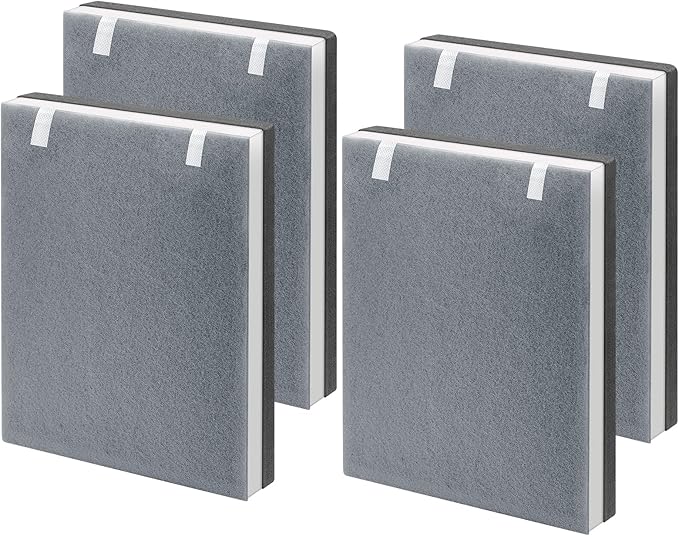 4 Pack Vital 100 Replacement Filter Compatible with LEVOIT Vital 100 Air Purifier, 3-in-1 HEPA and High-Efficiency Activated Carbon Filters, Replace Part # Vital 100-RF