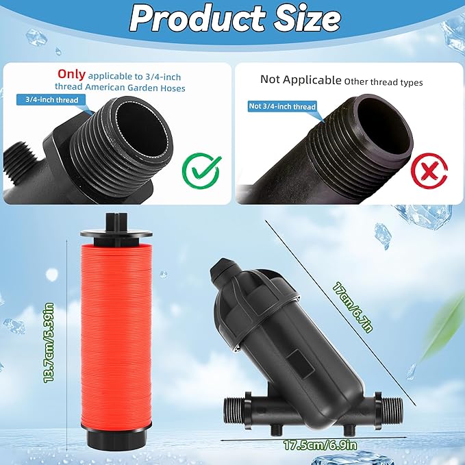 2 PCS US Standard 3/4" Drip Irrigation Disc Y Filter 120 Mesh 130 Micron USA Garden Hose 3/4 Inch GHT Male Thread Inline Irrigation Water Disc Filter Drip Irrigation Filter for Garden