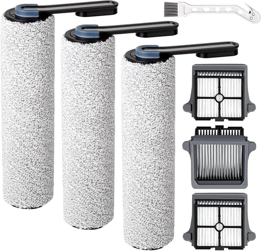 Only iFLOOR 5 Breeze Roller Brush Replacement and Vacuum Filter Kit Compatible with Tineco iFloor 5 Breeze Wet Dry Vacuum Replacement Parts,3 Roller Brushes,3 HEPA Filters,1 Cleaner Brush
