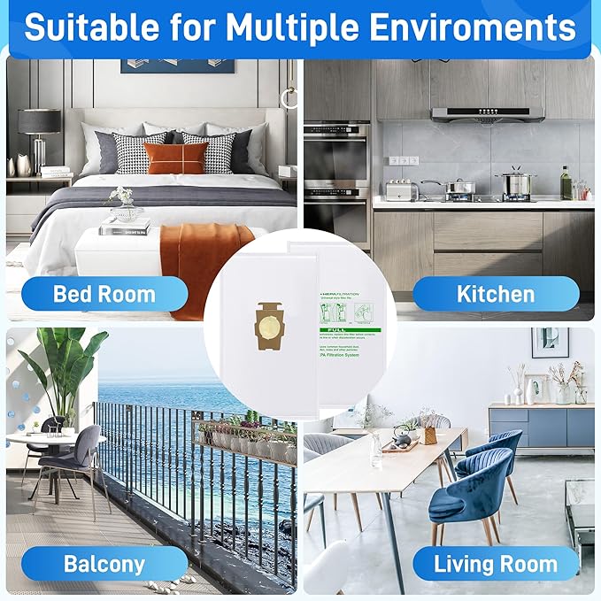 14 Pack 204814 Micron Magic HEPA Filter Plus Bags fit for kirby Part 205811 204814 204811 Universal Cloth Bags and All Kir-by Sentria Vacuum G Series, Avalir Models