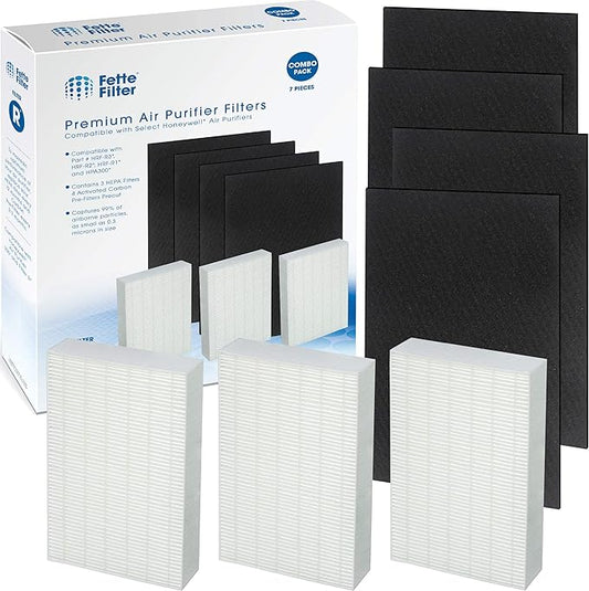 Fette Filter - HEPA Air Purifier Set, 3 HEPA + 4 Pre-Filters, Compatible with Honeywell HPA300, HPA304, HPA8350 & More