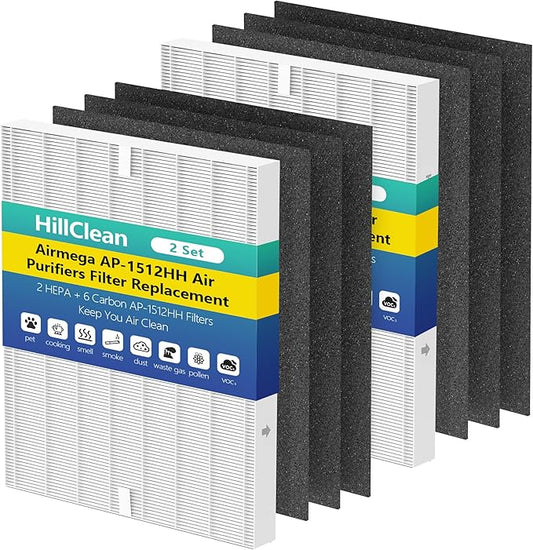 AP-1512HH Filter Replacement for Coway Airmega AP-1512HH and Airmega 200M Air Purifier,2 HEPA and 6 Carbon Filters,Compared to Part #3304899