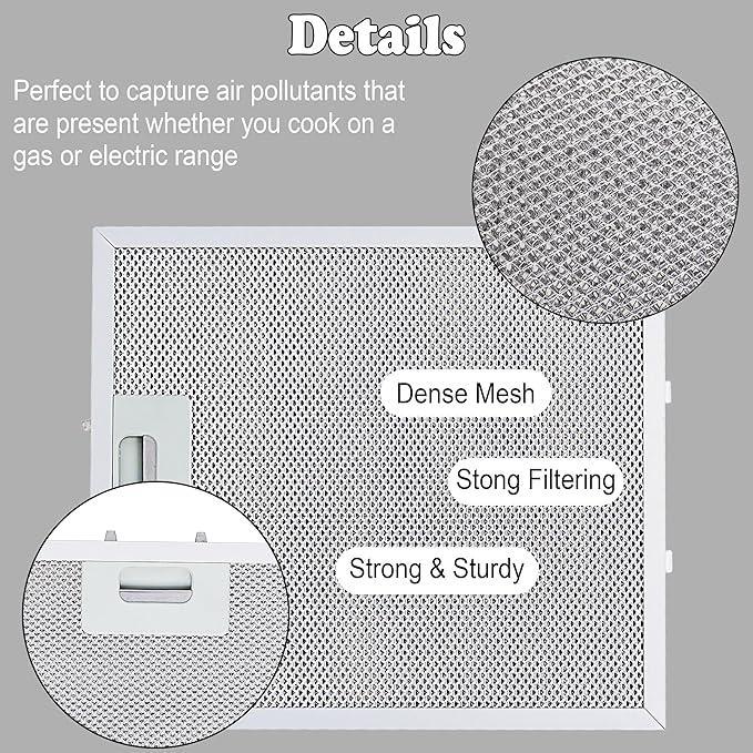𝑼𝒑𝒅𝒂𝒕𝒆𝒅 W10169961A Aluminum Range Hood Filters Replacement 3 Pack 10.5 x 12 Inch by Wadoy, 3-Layer Aluminum Mesh Range Hood Filter Metal Slip Joints Compatible with Whirl-pooll