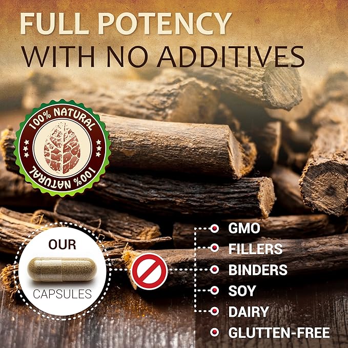 Licorice Root 100 Capsules – Pure Organic Glycyrrhiza Glabra – Herbal Supplement for Digestive Comfort & Overall Wellness – Non-GMO & Additive-Free
