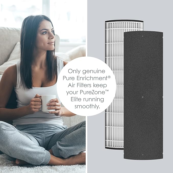Pure Enrichment® Genuine 2-in-1 True HEPA Replacement Filter for the PureZone™ Elite 4-in-1 Air Purifier - 2 Pack (PEAIRTWR)