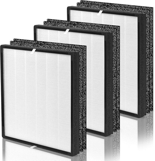 FLT5900 Filter J Compatible with Germ-Guardian Air Puri-fier Filter FLT5900, Fit for Models AC5900WCA and AC5900WDLX, 3 Main Filters & 6 Carbon Pre-filters