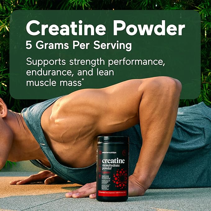SMARTERNUTRITION Creatine Monohydrate Powder, 5000mg (5g) Per Serving - Creatine Powder for Women & Men, Unflavored, Pre-Workout & Post Workout Support for Muscle Mass & Hydration [180 Servings]